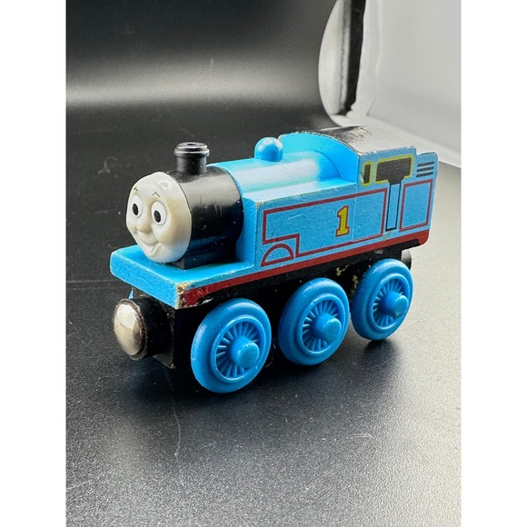 Thomas & Friends Other - Thomas the Tank Engine Wooden Railway Train 2002 Gullane Blue No 1 Magnetic Toy